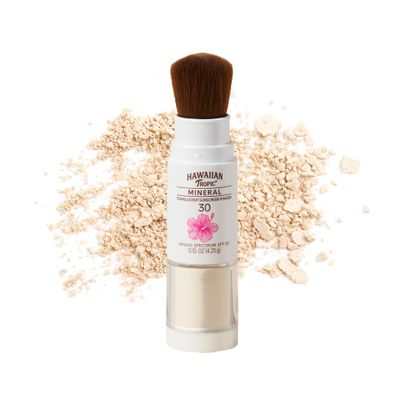 Hawaiian Tropic Mineral Powder Sunscreen Brush SPF 30 | Winter Vacation Essentials, Winter Essentials, SPF Powder Sunscreen for Face, Skin Sun Protection, 0.15oz