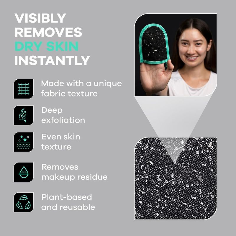 Dermasuri Deep Exfoliating Glove for Face - Exfoliating Mitt Face Scrub and Dead Skin Remover - Face Scrubber for Men &amp; Women - Face &amp; Neck Skincare - Face Exfoliator Tool - Shower &amp; Dry Use (1 Pack)