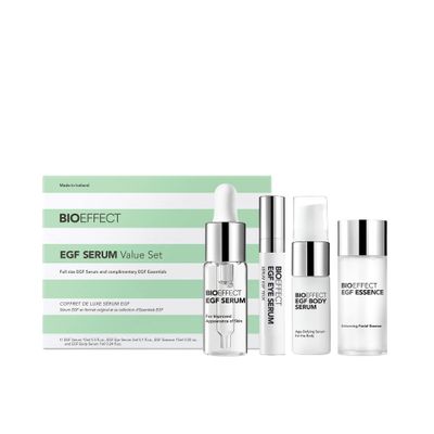 BIOEFFECT EGF Serum Value Skin Care Set, Gift Kit for Women &amp; Men of Mini Facial Essence, Eye Treatment &amp; Body Serum for Anti-Aging, Hydrating, Wrinkle-Fighting with Growth Factor and Hyaluronic Acid