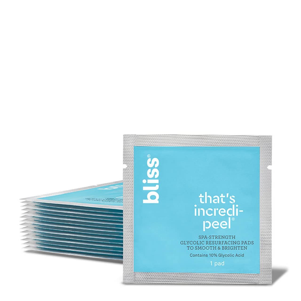 Bliss That&#39;s Incredi-Peel Glycolic Resurfacing Facial Pads - 15 ct - Single-Step Pads for Exfoliating and Brightening - Targets Fine Lines and Discoloration - Travel-Friendly - Vegan &amp; Cruelty-Free