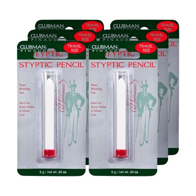 Clubman Pinaud Travel Size Styptic Pencil, Quick Nick &amp; Cut Healing for Shaving, 0.33 Oz (Pack of 6)