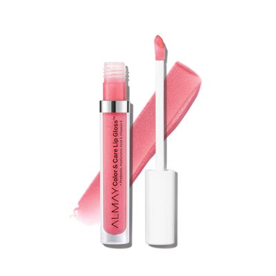 Almay Color &amp; Care Hydrating Lip Gloss, Soft Natural Hues, Prebiotic Complex, Hyaluronic Filling-Sphere Technology, 100 Pink Twilight, 0.1 Fl Oz