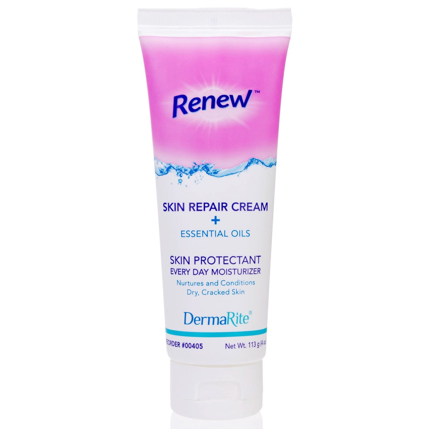 DermaRite&#39;s Renew Skin Repair Cream - Every Day Moisturizer &amp; Skin Protectant with Dimethicone and Aloe Vera - Powder Scent, 4 oz. Tube, 1 Count
