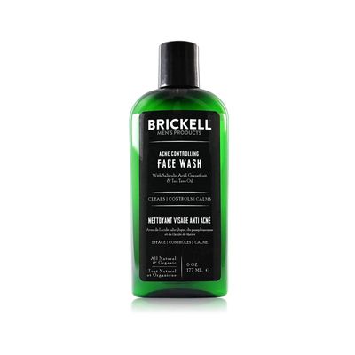 Brickell Men&#39;s Acne Face Wash for Men, Natural and Organic Men&#39;s Acne Face Wash to Cleanse Skin and Eliminate Acne, Clears Breakouts, 2% Salicylic Acid, 6 Ounces