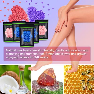 Auperwel Wax Beads for Hair Removal 1.1 lb (17.6 oz), Hard Wax Beads for Sensitive Skin - Brazilian, Face, Bikini, Legs, Eyebrow, Painless Waxing Beads Kit for Women Men, 5 Packs with 10 Wax Sticks