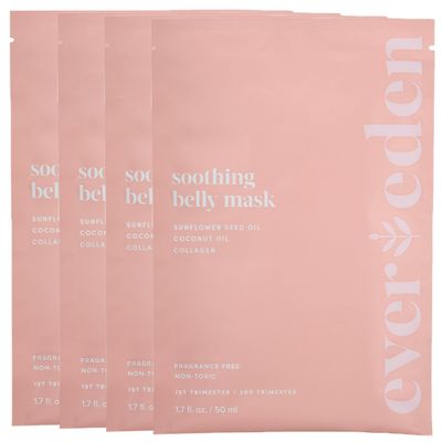 Evereden Soothing Belly Mask - 4 Belly Masks for Pregnant Women 2nd &amp; 3rd Trimester - Hydrating, Nourishing, &amp; Soothing Pregnancy Skin Care Belly Masks - Clean &amp; Vegan Pregnancy &amp; Maternity Products