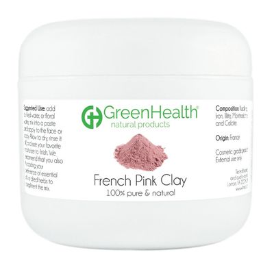 GreenHealth French Pink Clay Powder, 3 oz - Detoxifying Skin Treatment Mask