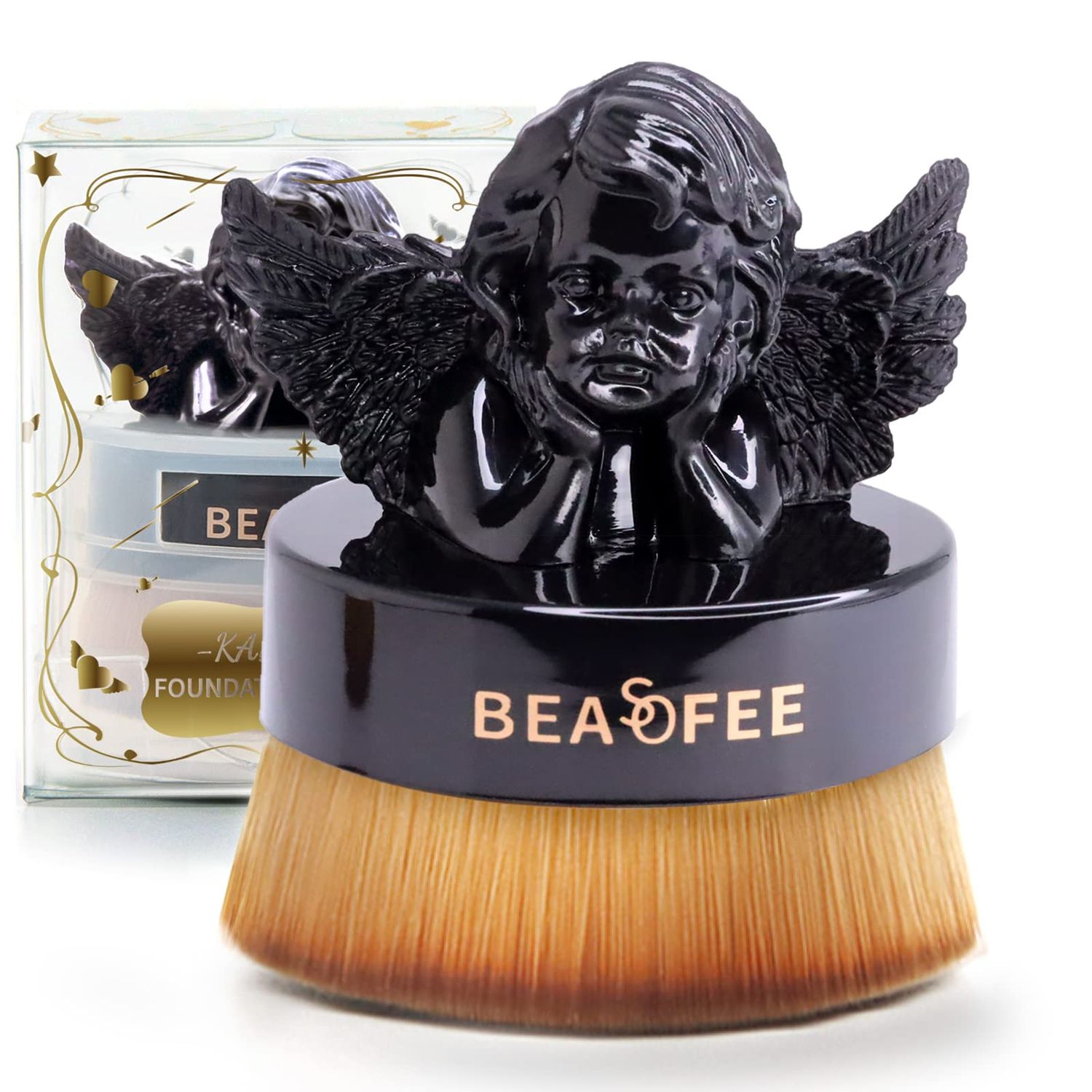 Foundation Makeup Brush Flat Top Kabuki Foundation Face Makeup Brushes,Professional Body Foundation Brush for Blending Liquid,Cream or Mineral Powder Large Body Makeup Face Brush 02Black