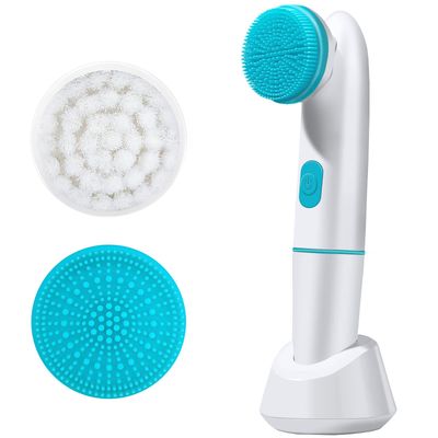 Facial Cleansing Brush Electric Face Scrubber Exfoliating Face Brush Silicone Skin Cleaning Cleanser Face Cleansing Machine Deep Cleansing System Skin Care Massaging