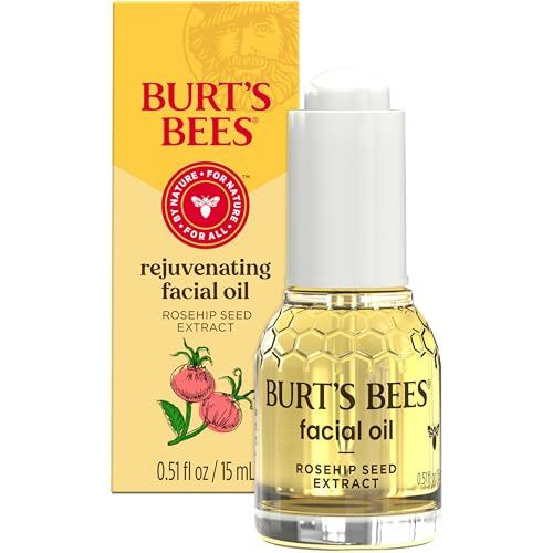 Burt&#39;s Bees Gua Sha Face Oil With Rosehip Seed Extract, Reduces Appearance of Fine Lines and Wrinkles, Use with Ice Roller &amp; Facial Tools, Natural Origin Skin Care, 0.51 fl. oz.