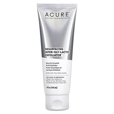 Acure Resurfacing Inter-gly-lactic Exfoliator - Gentle Facial Exfoliation with Glycolic &amp; Lactic Acids - No Harsh Exfoliants - Minimizes Dullness &amp; Boosts Skin&#39;s Natural Glow - 100% Vegan - 4 fl oz