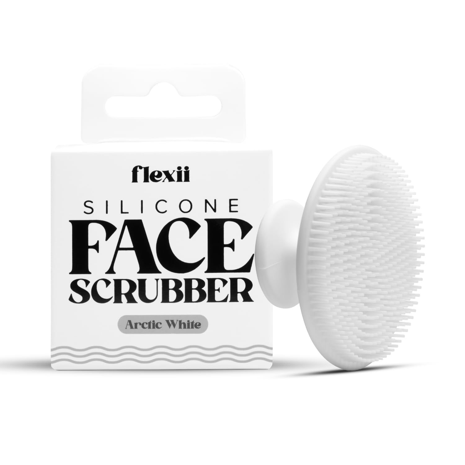 flexii Silicone Face Scrubber - Gentle Face Exfoliator &amp; Facial Cleansing Brush for Sensitive Skin, Compact Skincare Tool for Men &amp; Women - White