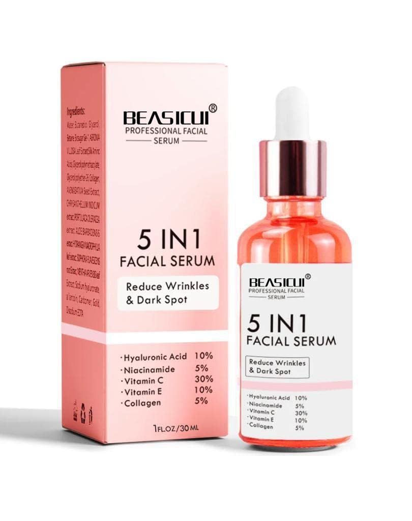 BEASICUI Vitamin C Serum for Face - Anti Aging Face Serum with Vitamin C, Hyaluronic Acid, Vitamin E - Radiance Serum for Dark Spots, Even Skin Tone, Eye Area, Fine Lines &amp; Wrinkles, 1 Fl Oz