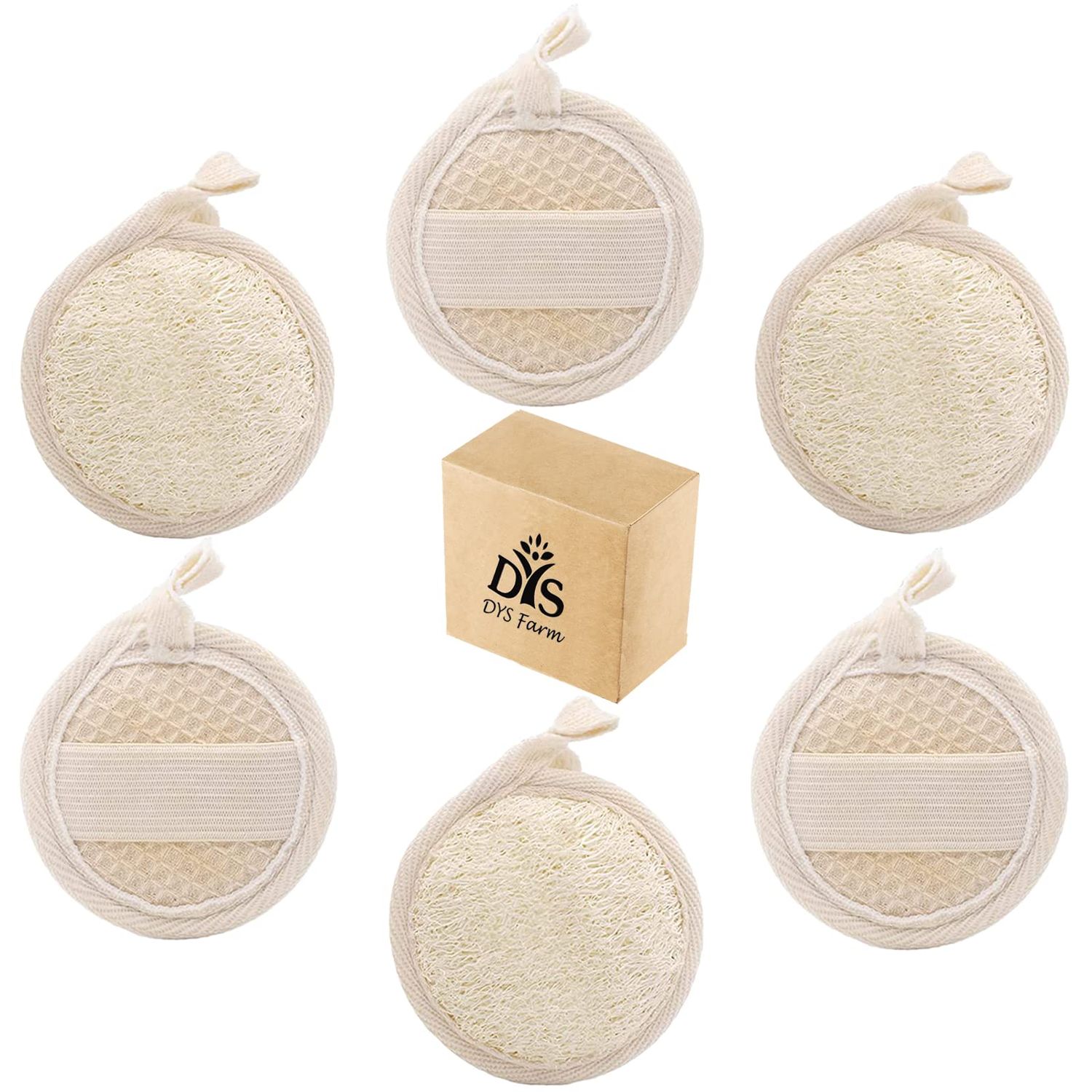 Face Loofah Pads Exfoliating Scrubber, Natural Luffa Facial Cleanser Pad Sponges Exfoliator Scrub Brush 6 Pack for Body Back Dead Skin Cleansing Washing Suitable for Men Women Bath Shower Spa Massage