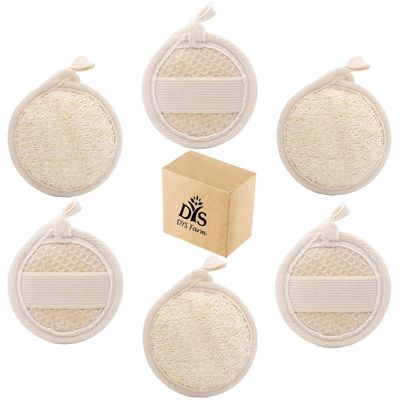 Face Loofah Pads Exfoliating Scrubber, Natural Luffa Facial Cleanser Pad Sponges Exfoliator Scrub Brush 6 Pack for Body Back Dead Skin Cleansing Washing Suitable for Men Women Bath Shower Spa Massage