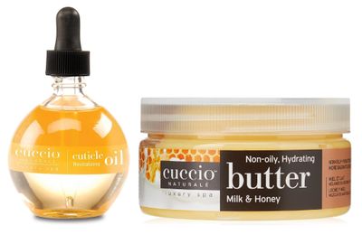 Cuccio Full Hand Treatment - Cuticle Oil 2.50 Oz and Butter Blends Moisturizing Scented Body Cream, 8 Oz (Milk &amp; Honey)