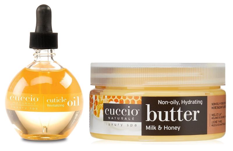 Cuccio Full Hand Treatment - Cuticle Oil 2.50 Oz and Butter Blends Moisturizing Scented Body Cream, 8 Oz (Milk &amp; Honey)