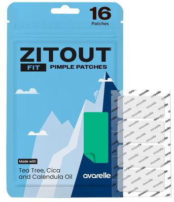 AVARELLE ZITOUT Large Hydrocolloid Pimple Strips (16 Patches) | Vegan Nose Patches for Pores Tea Tree | Chin Acne Patches for Face | Hydrocolloid Bandages for Acne | FSA &amp; HSA Acne Treatment