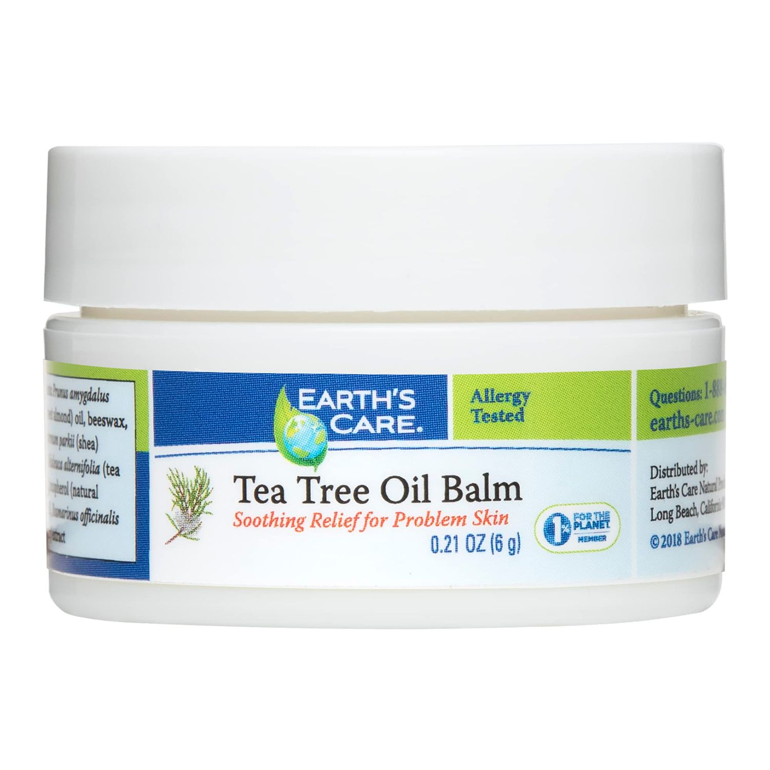 Earth&#39;s Care Tea Tree Oil Balm, No Parabens, Colors or Fragrances, Allergy-Tested, Trial Size, 0.21 OZ.