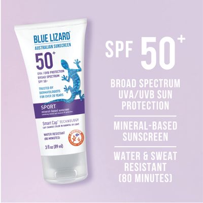 BLUE LIZARD Sport Mineral-Based Sunscreen Lotion - SPF 50+ - 3 oz