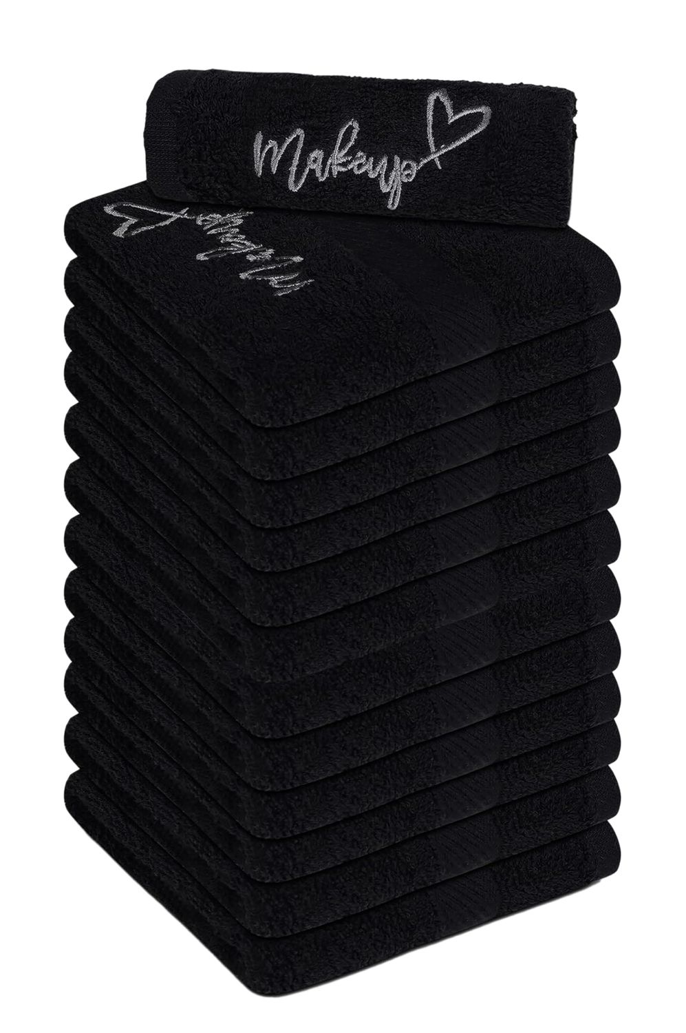 Corporate Hills Makeup Towels for Facial Cleansing, (Pack of 12, 12x12 Inches Black) - Super Soft 100% Cotton Makeup Towels, Absorbent and Quick Dry, All Makeup Remover Washcloths