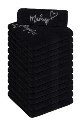 Corporate Hills Makeup Towels for Facial Cleansing, (Pack of 12, 12x12 Inches Black) - Super Soft 100% Cotton Makeup Towels, Absorbent and Quick Dry, All Makeup Remover Washcloths