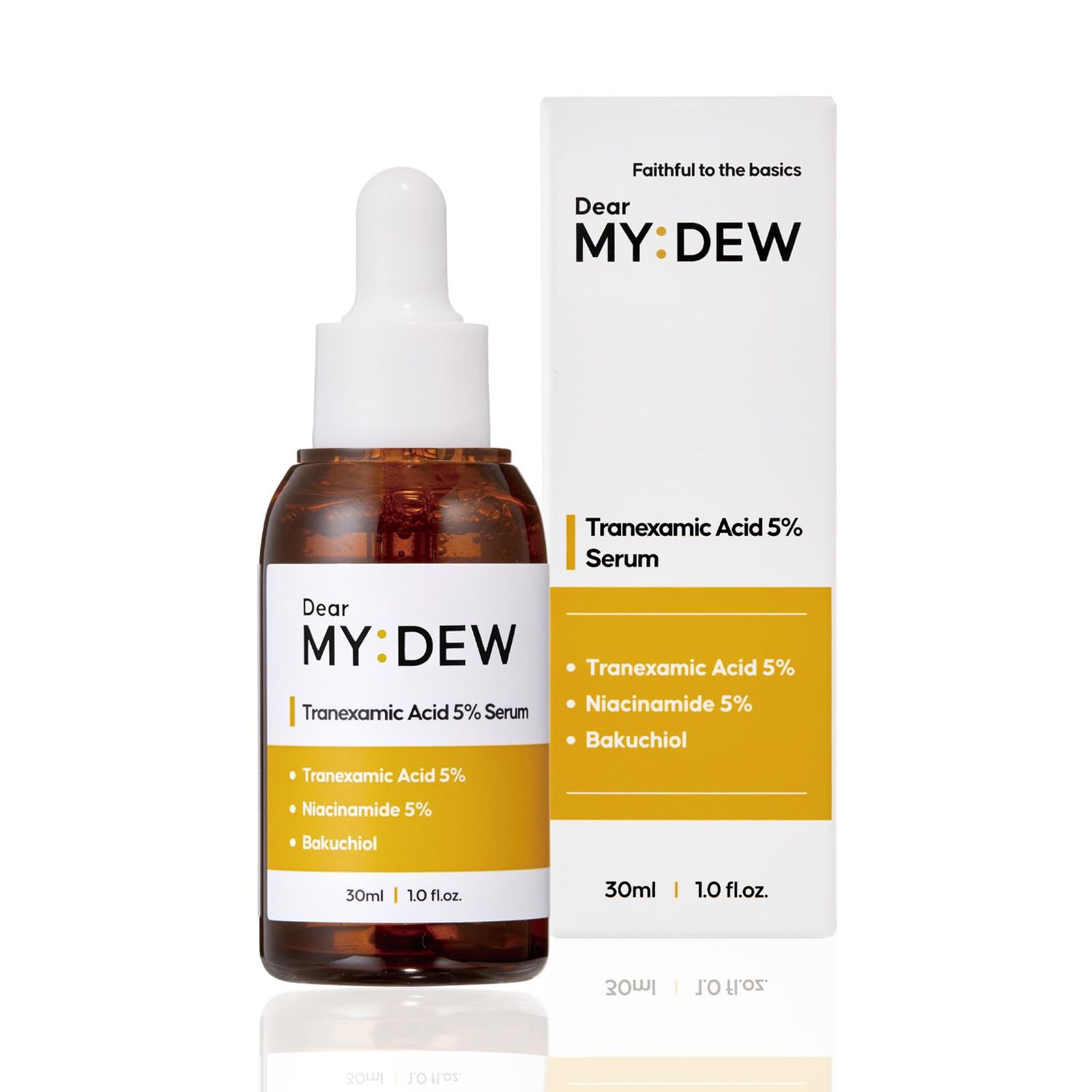 DearMYDEW 5% Tranexamic Acid Serum with 5% Niacinamide, Bakuchiol, Dark Spot Correcting Serum, Fade Discoloration, Hyperpigmentation, Acne Scars, Sun Spots, Blemish Remover, Korean Skincare,1Fl Oz