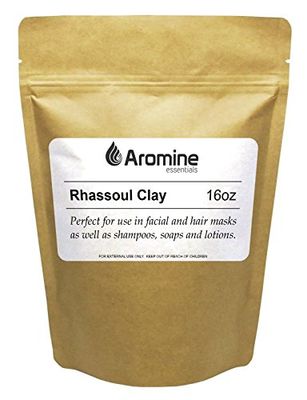 Aromine Rhassoul Clay Powder 16oz Moroccan Ghassoul Clay Mask, Nourishing, Unisex, Skin Treatment Mask