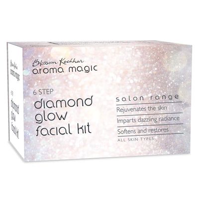 Aroma Magic Diamond Glow Facial Kit - Multi Use | 6 Steps Skincare Set | Rejuvenating Facial Kit | Restores Softness &amp; Glow | for All Skin Types