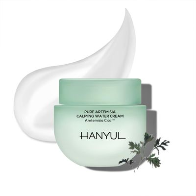 Hanyul Pure Artemisia (Mugwort) Calming Water Cream | Redness Relief, Vegan Moisturizer for Soothing, Barrier Repair, Herb Extracts with Cica, Non-comedogenic tested,1.89 Fl Oz