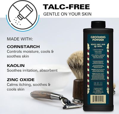 Bump Patrol Barber Pro Grooming Powder - Talc Free Hair and Body Powder for Men - Protects Against Sweat, Odor, and Chafing from Head to Toe for All Skin Types - 14 Ounce (Pack of 1)