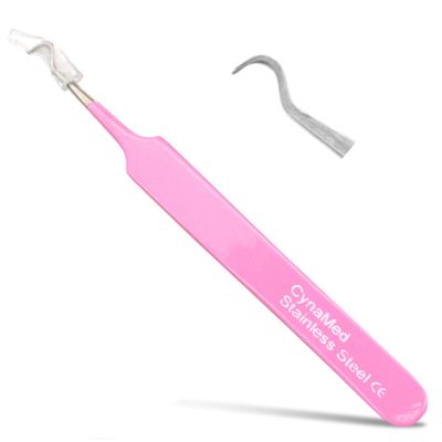 Blackhead Tweezer - Professional Curved Steel Tip Surgical Comedone &amp; Splinter Extractor. Ideal Blemish &amp; Acne Remover Tool Means Flawless Facial Skin (Pink)
