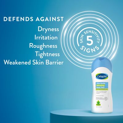 Cetaphil Ultra Gentle Refreshing Body Wash, Refreshing Scent For Dry to Normal, Sensitive Skin, 16.9oz Pack of 3, with Aloe Vera, Calendula, Vitamin B5, Hypoallergenic, Dermatologist Tested