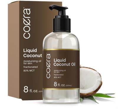 Coera Fractionated Coconut Oil | 8 fl oz | Liquid Moisturizing Oil for Skin | Free of Parabens, SLS, &amp; Fragrances | Packaging May Vary