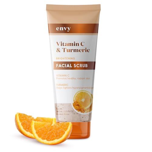 Envy Vitamin C and Turmeric Face Scrub - Clears Blackheads, Improves Dark Spots &amp; Acne - Clean, Cruelty-Free Korean Skin Care for All Skin Types - Dermatologist Tested - 6.76 oz