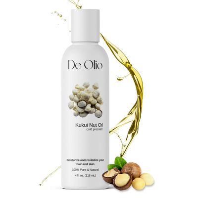 De Olio | Kukui Nut Oil | 100% Pure &amp; Natural | Imported from Hawaii | Cold Pressed | Carrier Oil for Skin, Face, Hair, Soap Making | 4fl. oz. (118 mL)