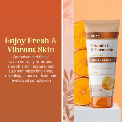 Envy Vitamin C and Turmeric Face Scrub - Clears Blackheads, Improves Dark Spots & Acne - Clean, Cruelty-Free Korean Skin Care for All Skin Types - Dermatologist Tested - 6.76 oz