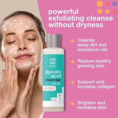 10% Glycolic Acid Face Wash - Exfoliating, Non Drying &amp; Foaming AHA Cleanser - Anti-Aging, Skin Tone &amp; Texture, Wrinkles, Pores, Blackheads - Sulfate Free, Oil Free, &amp; Low PH - 6 oz.