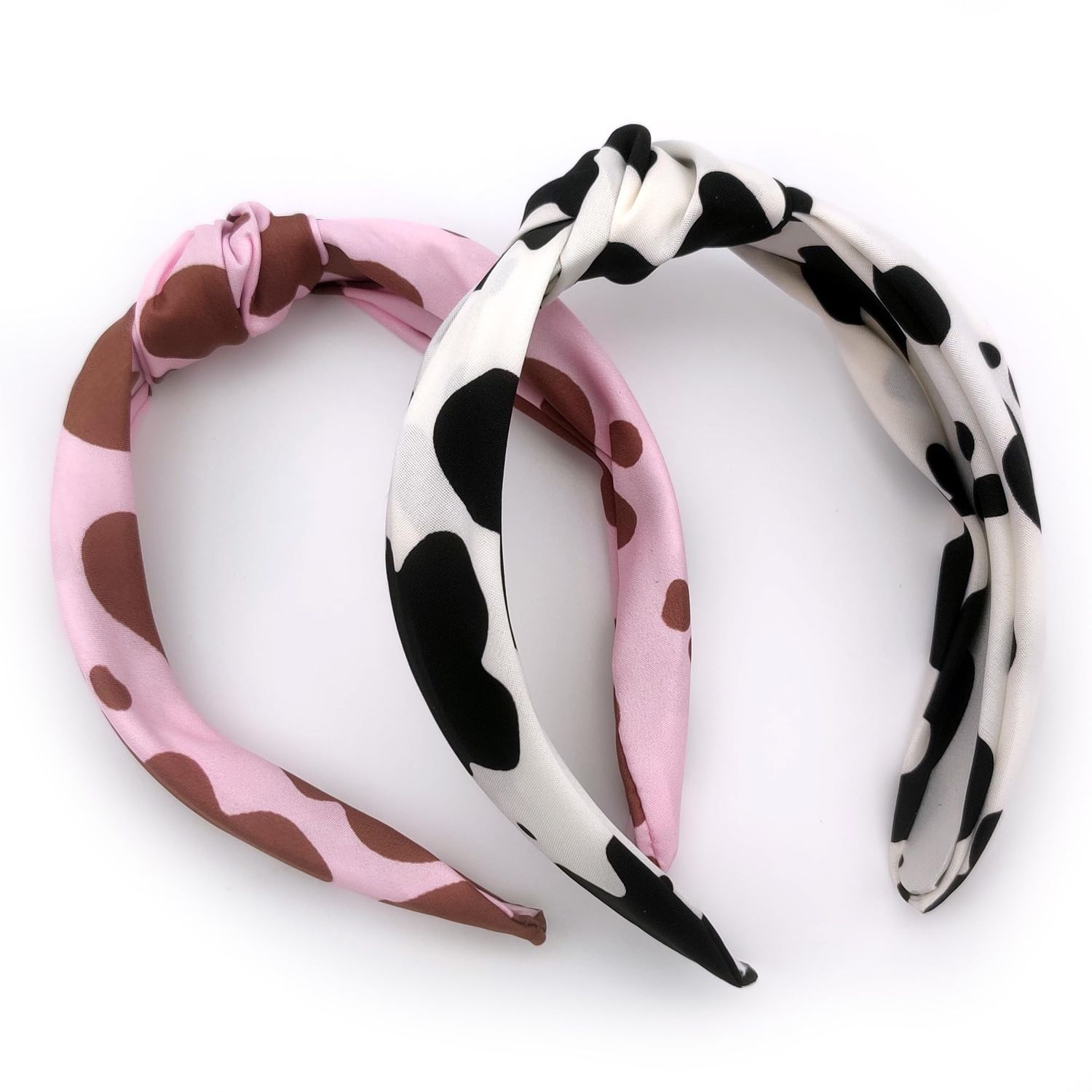 Cow Print Spa Knot Headband for Women 2 PACK, Skincare Headbands, Face Wash Hairbands Yoga Hair Band Animal Print