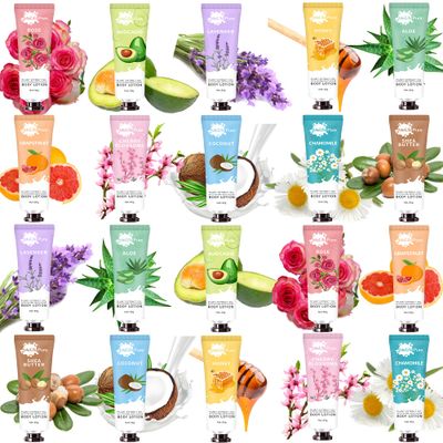 20 Pack Lotion for Women, Body Lotion for Dry Skin,Valentines Day Gifts for Her,Gifts for Women,Teacher Gifts,Travel Size Lotion, Natural Fragrance Body Moisturizer With Shea Butter,Baby Shower Favors