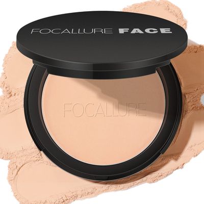 FOCALLURE Flawless Pressed Powder, Control Shine &amp; Smooth Complexion, Pressed Setting Powder Foundation Makeup, Portable Face Powder Compact, Long-Lasting Matte Finish, Natural