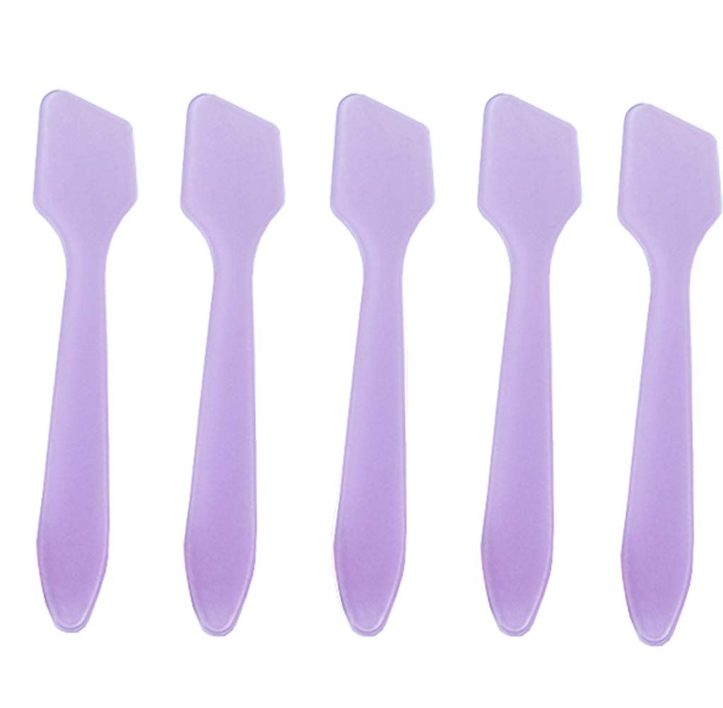 100pcs Plastic Spatulas Cosmetic Scoop Stick Spatula Applicator Tool for Mixing and DIY Mask Facial Cream Makeup Skin Care Products 3.2&quot; Reusable (Purple)