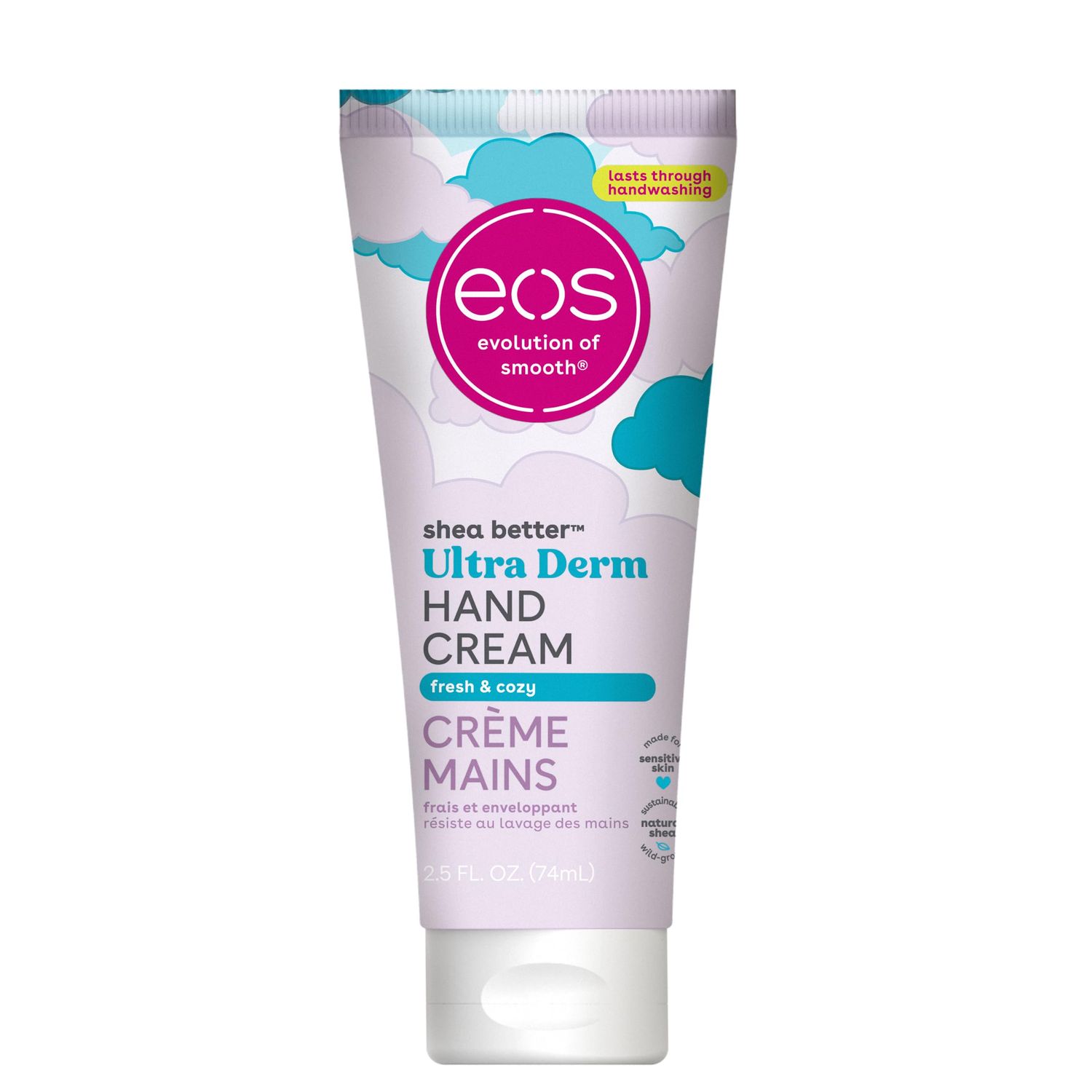 eos Shea Better Hand Cream- Fresh &amp; Cozy, 24-Hour Moisture Skin Care, Lasts Through Hand Washing, 2.5 fl oz