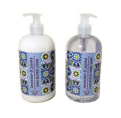 Greenwich Bay Trading Company Garden Collection Bundle: Lavender &amp; Jojoba - 16 Ounce Shea Butter Lotion &amp; 16 Ounce Hand Soap