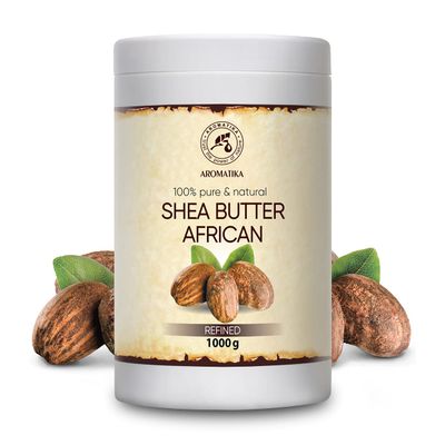 AROMATIKA Shea Butter Refined 35.3 Oz (1000g) - 100% Pure Shea Butter for Body Care - Hair - Face - Body Butter - Butyrospermum Parkii