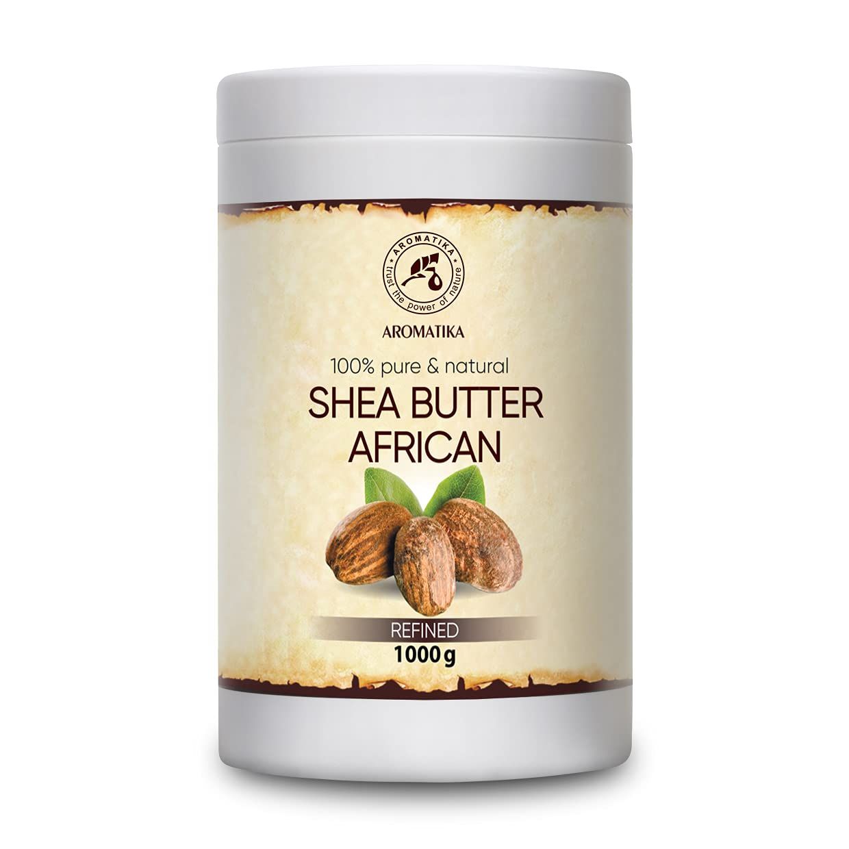 AROMATIKA Shea Butter Refined 35.3 Oz (1000g) - 100% Pure Shea Butter for Body Care - Hair - Face - Body Butter - Butyrospermum Parkii