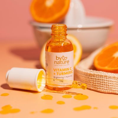 By Nature Brightening & Hydrating Face Oil - Vitamin C Oil & Turmeric Extract Enriched with Plant Squalane Oil for Face- Revitalize Dull, Tired Skin - Vitamin C Face Oil for Women and Men, 1 Fl Oz