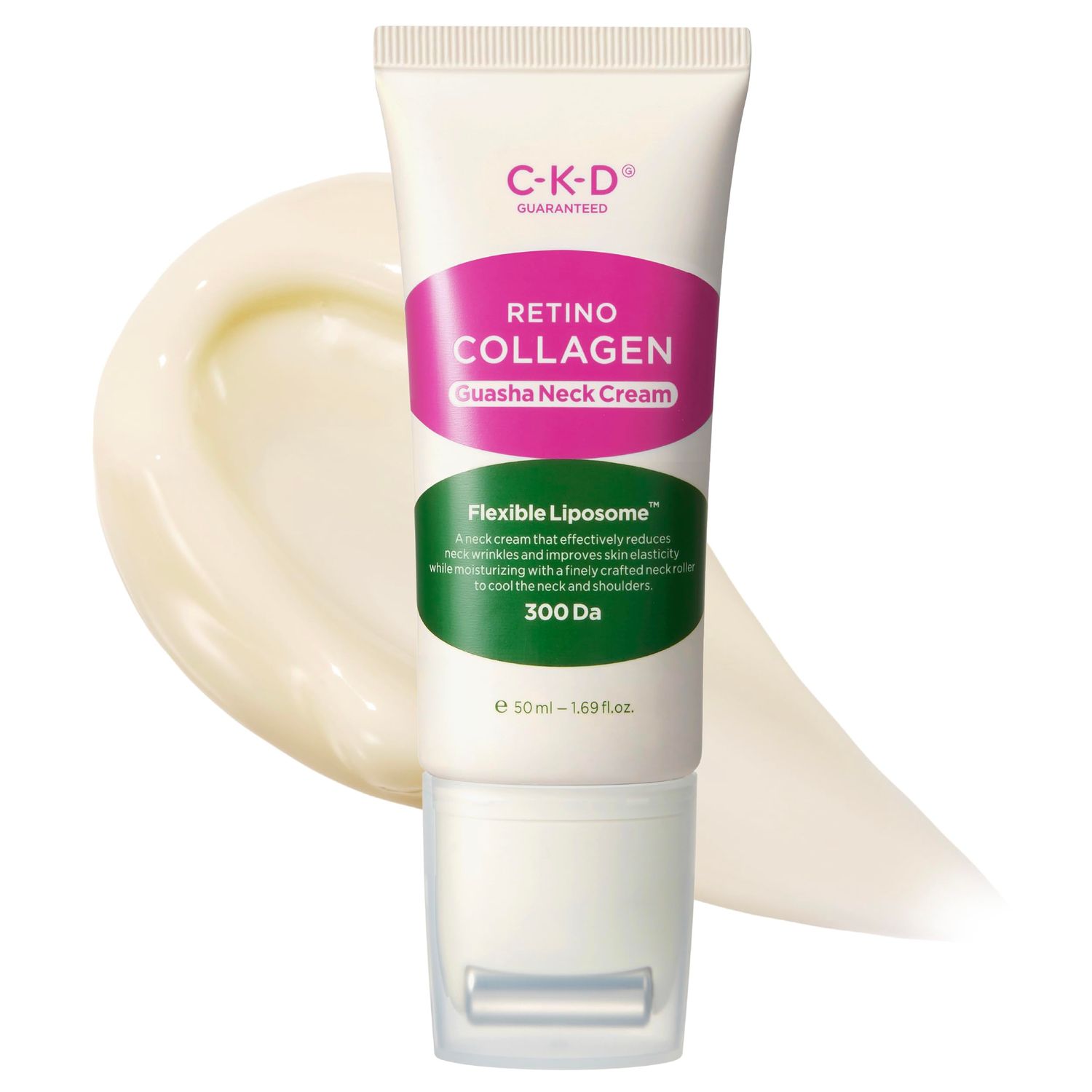 CKD Gua Sha Neck Cream - Retinol Collagen Firming Cream for Neck and Jawline Lifting, Tightening, and Wrinkle Reduction with Massage Roller. Korean Skin Care,1.69 fl oz.