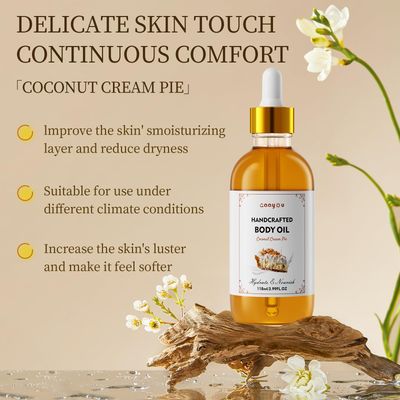 Gaayou Coconut Cream Pie Body Oil Handcrafted Body Oil Moisturizing Coconut Oil Soothing Comfort Scented Juicy Body Oil for All Skin Types