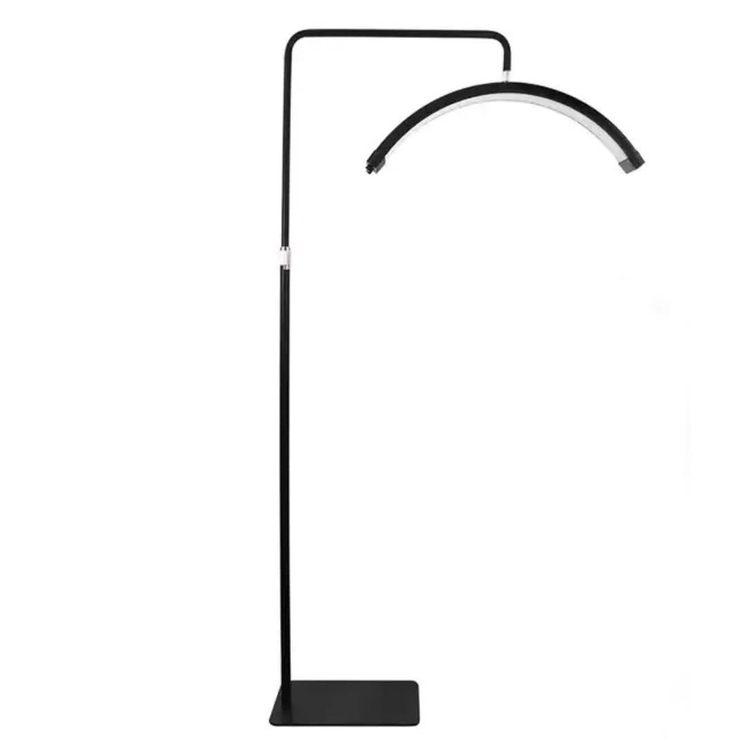 Amira Beauty LED Floor Lash Light Lamp Half Moon - Black Adjustable Rotating Sleek Modern Lighting for Estheticians Skincare Lashes Eyebrows Eyelash Extenstions Filming Content Nail Tattoo Artist